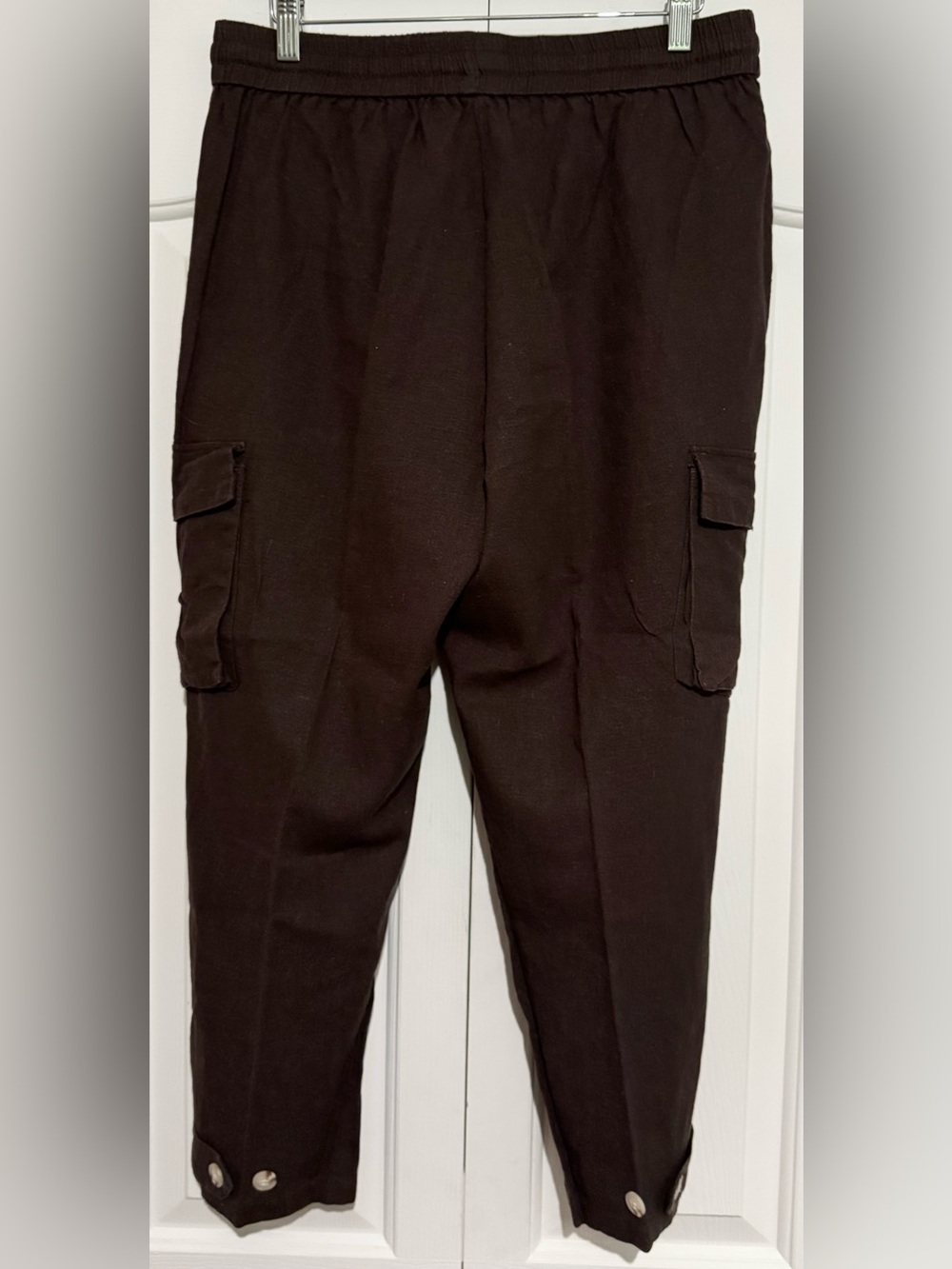 2 for $25 Pants Jules & Leopold Cropped Linen Blend Cargo Pants Brown SZ L - Picture 3 of 6